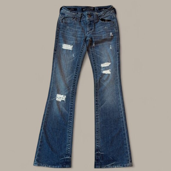 Affliction Jade Bootcut Jeans Distressed Blue Denim Size 24 - Picture 1 of 16